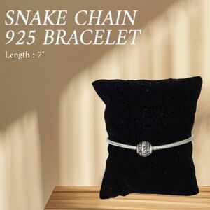 Sterling Silver Snake Chain With Charm Bracelet